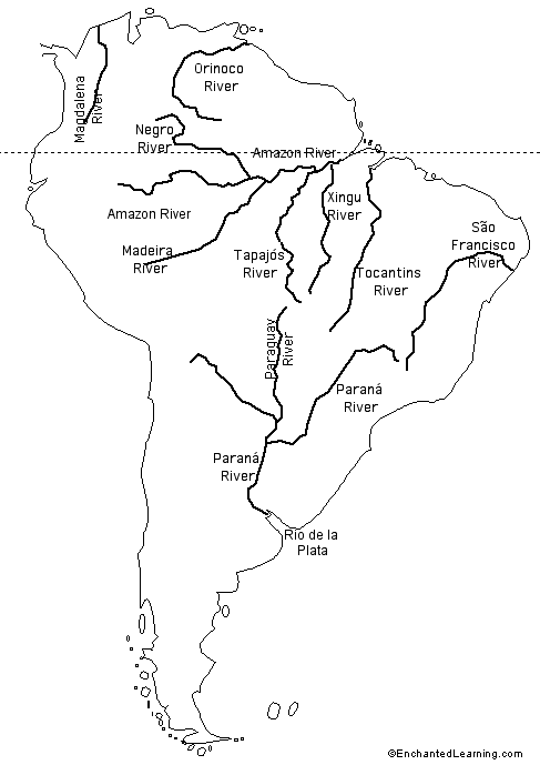 Location of Rivers in South America